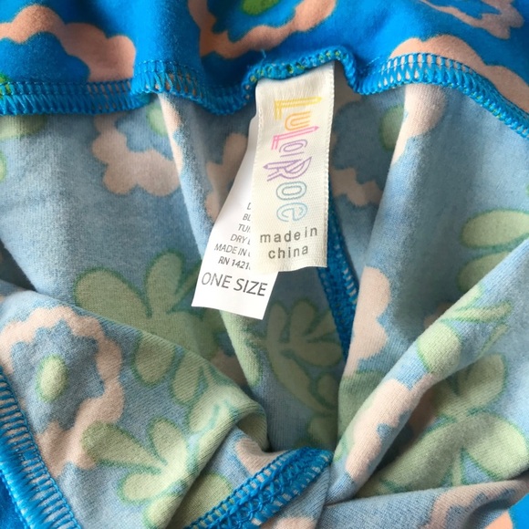 LuLaRoe One Size Floral Print Leggings Women's Blue Green and Pink Tights OSFM - Picture 3 of 4